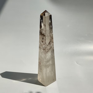 Super Clear Light Smoky Quartz Rainbow Sheen Tapered Obelisk