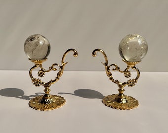Gold Elegant sphere stand decor matching twin pair