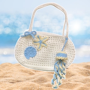 Benutzerdefinierte handgemachte häkeln Sommer Strandtasche | Personalisierte Sommer-Strandtasche Netz-Umhängetasche für den Sommer