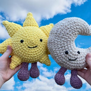 Sun and Moon Plushies | Crochet Amigurumi | Amusable Plushies | Jellycat Inspired Crochet | Summer Gifts | Baby Plushy