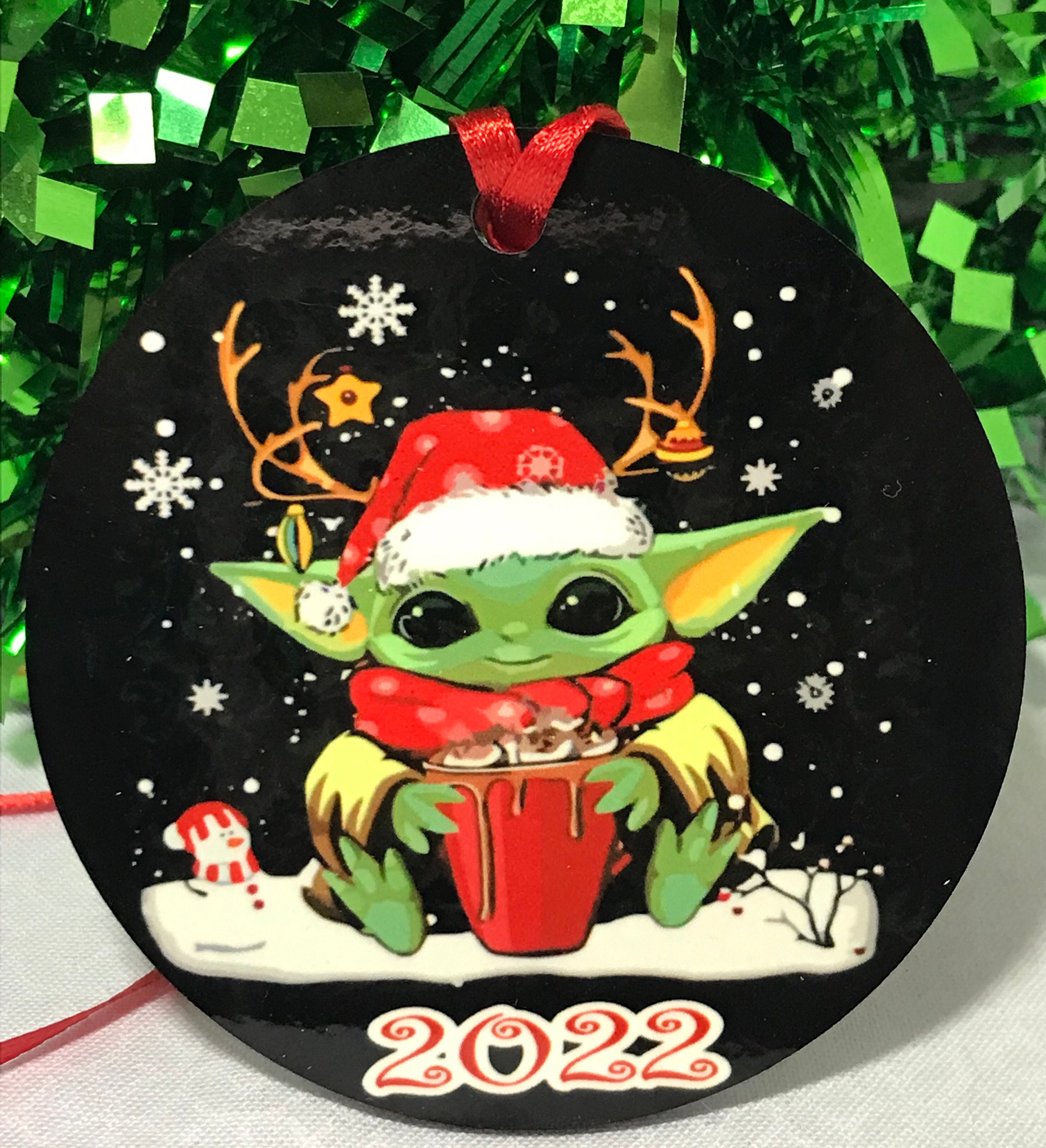 Baby Yoda Heart And Skeleton Christmas Premium Sublime Ceramic