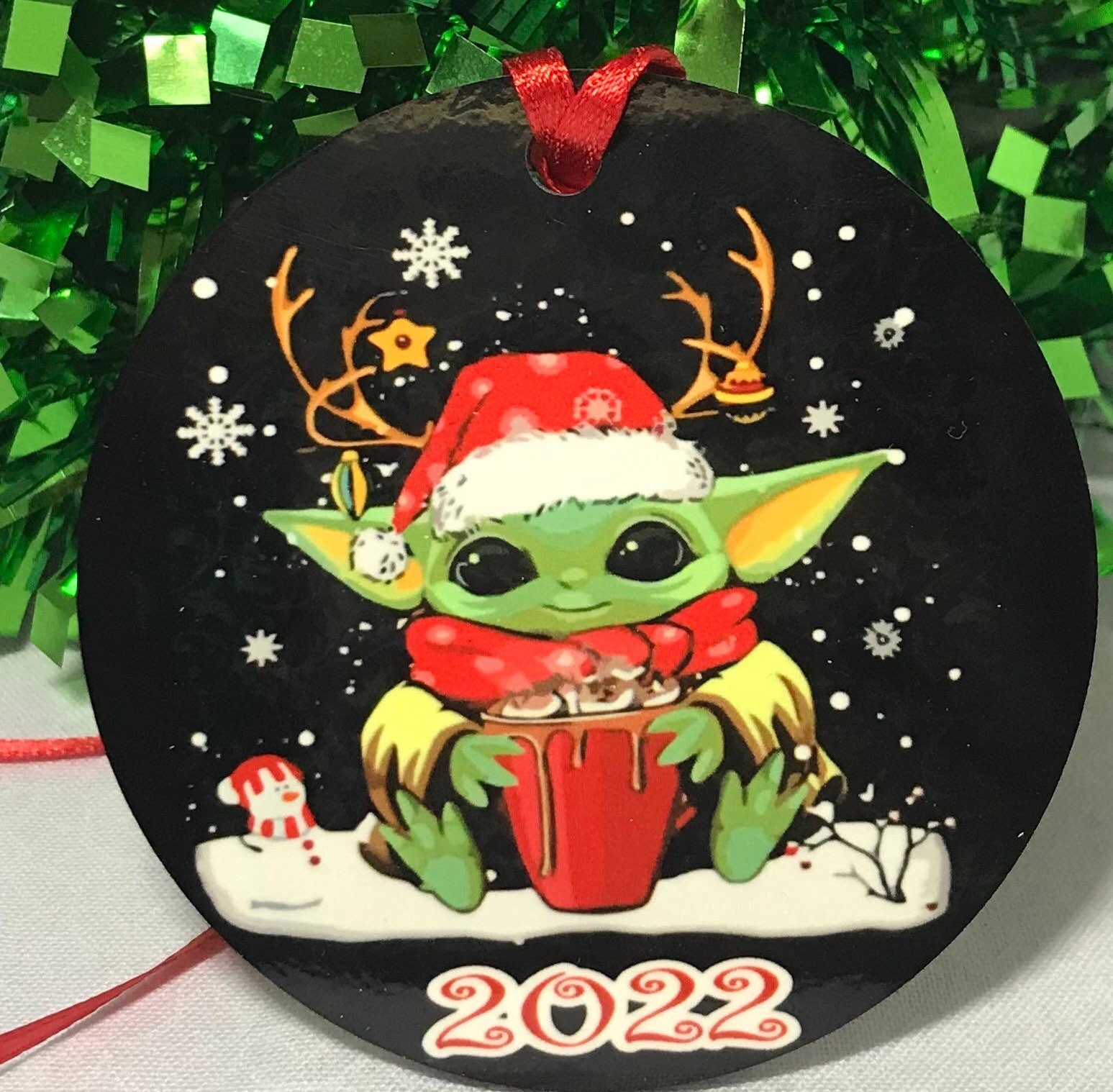 Baby yoda ( inspired) Christmas ornament 2022