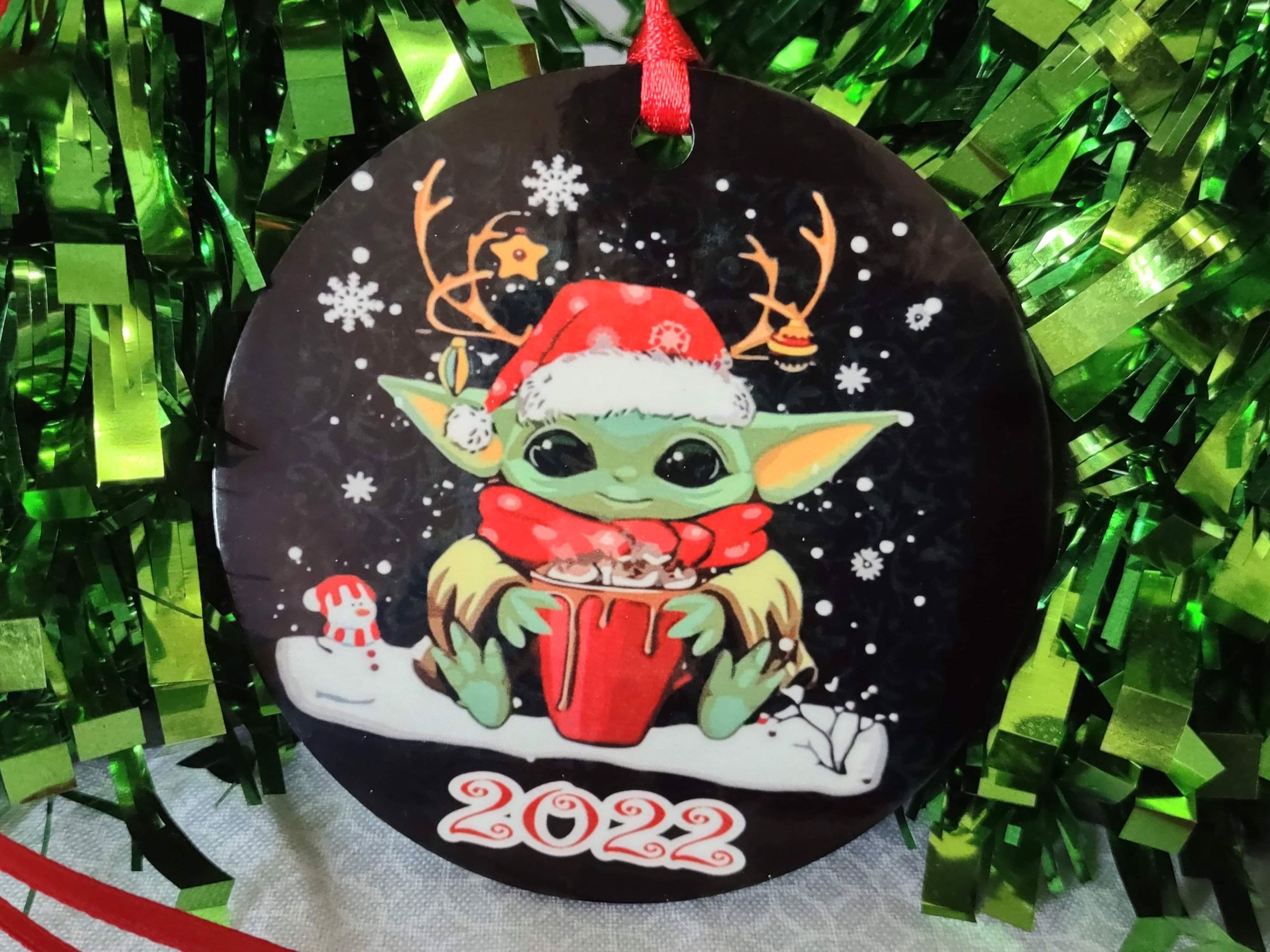 Baby yoda ( inspired) Christmas ornament 2022
