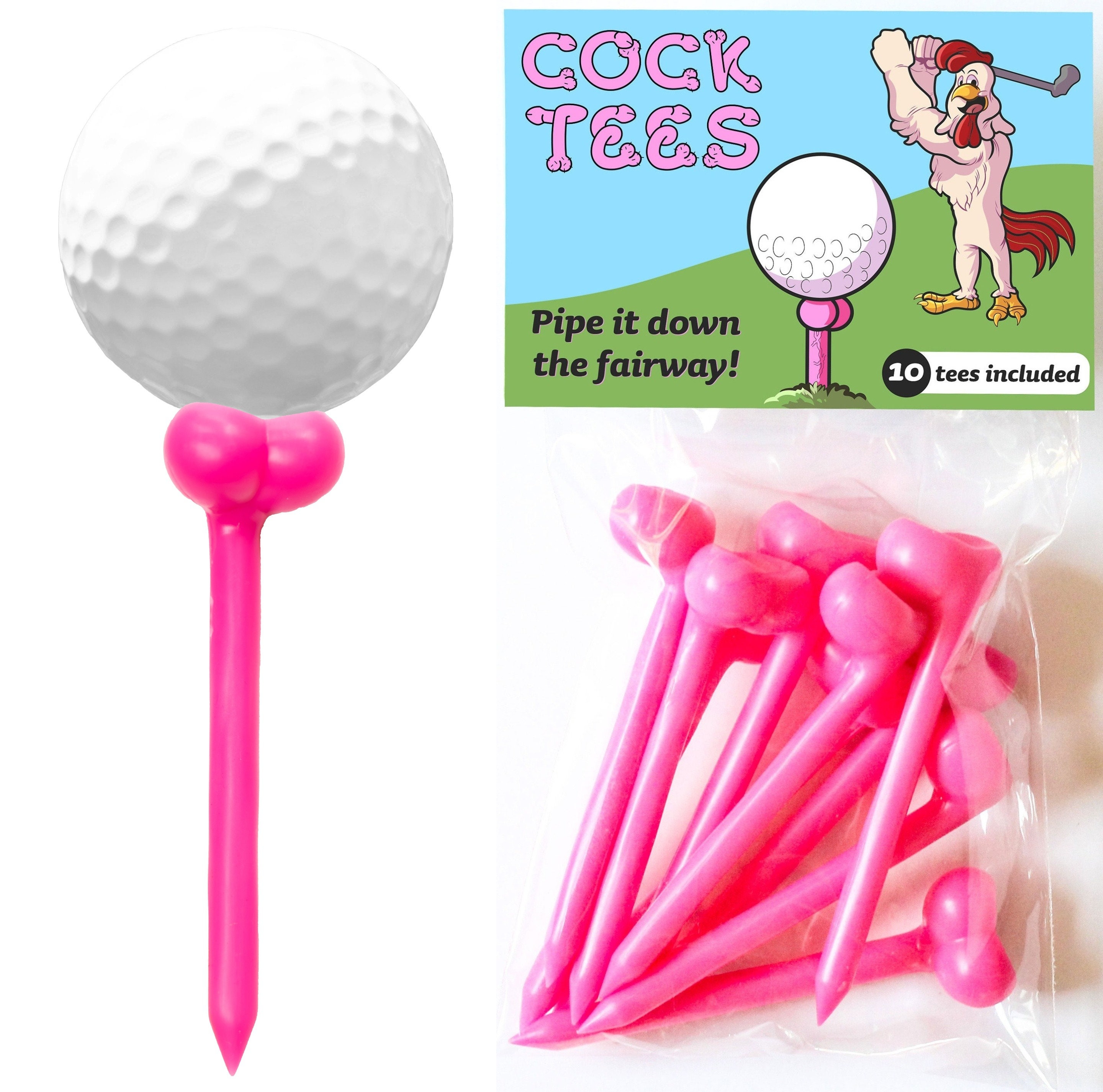 Cock Tees Golf Tees Bag of 10 2.65 Pink Plastic Golf Etsy