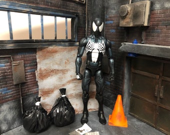 Diorama de accesorios de Trash Street a escala 1:6 para fotografía de figuras de acción