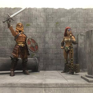 1:12 Scale Large Gray Moss Stone Wall Ruin Diorama Detolf Action Figure Photography