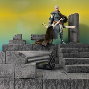 1:12 Scale Stone Ruin Stairs Diorama Base Detolf Action Figure Photography