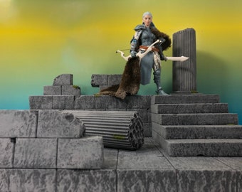 1:12 Scale Stone Ruin Stairs Diorama Base Detolf Action Figure Photography