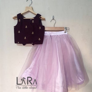 Lilac lehenga and top for little girls, Indian wedding and festive wear