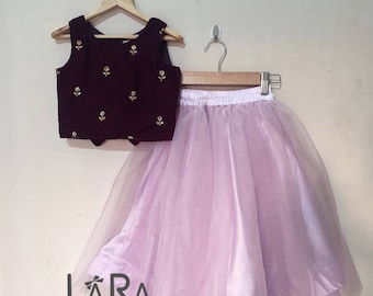 Lilac lehenga and top for little girls, Indian wedding and festive wear