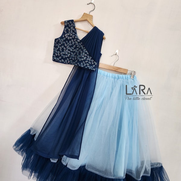 beautiful blue lehenga choli for little girls, Indian wedding and festive wear