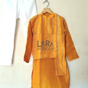Mustard colored kurta for little boys, Indian wedding wear, ethnic wear