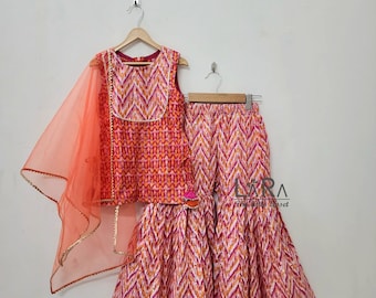 Handmade Girls Sharara Set, Multi-Colored Indian Ethnic Wear