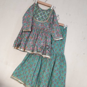 Cotton printed set for little girls, Indian festive wear