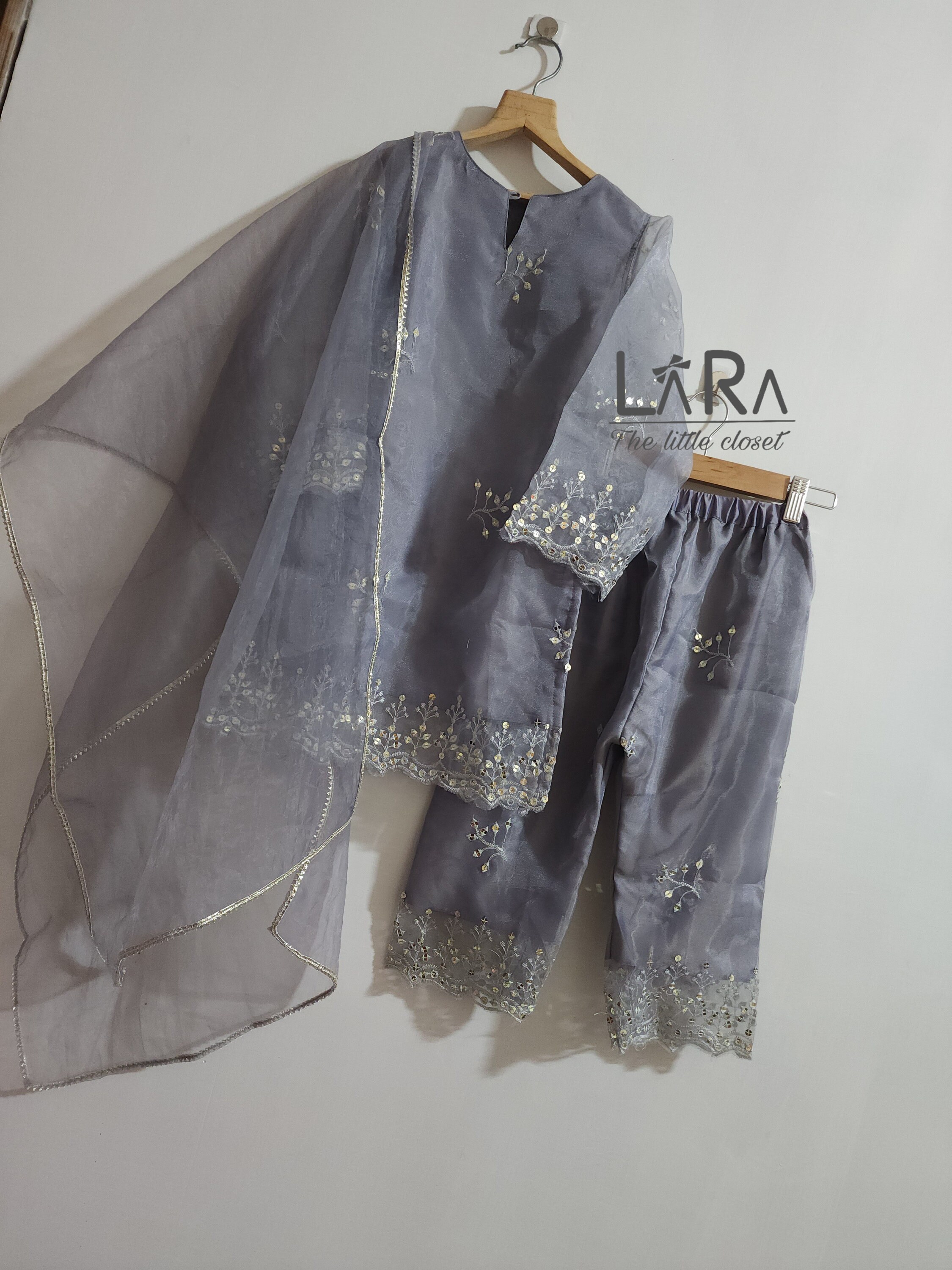 Grey Organza Suit for Little Girls, Indian Festive Wear - Etsy