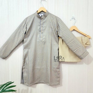 grey kids kurta pajama for Indian wedding and festive, little boys kurta