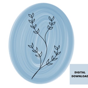 Wall Art Flower Minimalist Digital Download Unframed Blue Flowers Minimalism Art Drawing Doodle Bedroom Dining Room Kitchen Entryway