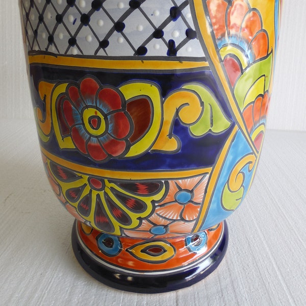 17" PLANTER colorful mexican talavera pottery ceramic handpainted folk art large XL