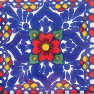 Azulejo de cerámica mexicana de 4 x 4 pulgadas hecho a mano