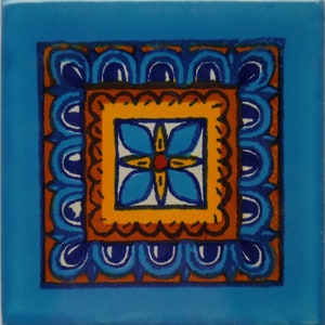 Azulejo de cerámica mexicana de 4 x 4 pulgadas hecho a mano