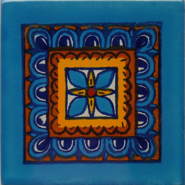 Mexican Ceramic 4x4 inch Hand Made Tile