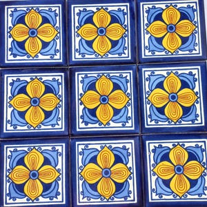 Box of 25 TALAVERA TILES  6&quot; X 6&quot; inch  - handmade mexican clay ceramic pottery