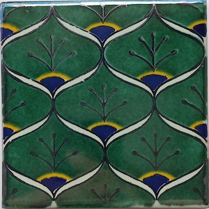Box Of 100 Mexican Talavera Tiles Handmade  Designs Mexican Ceramic 4 X 4&quot; inch