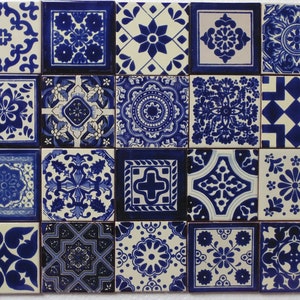 Box of 150 ASSORTED TALAVERA TILES 4 X 4&quot; inch - handmade mexican clay ceramic pottery