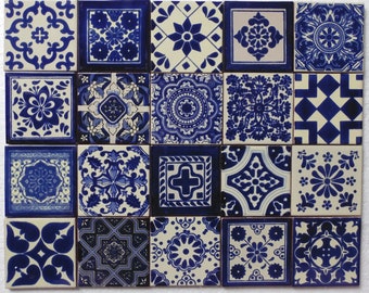 Box of 100 ASSORTED TALAVERA TILES 4 X 4" inch - handmade mexican clay ceramic pottery