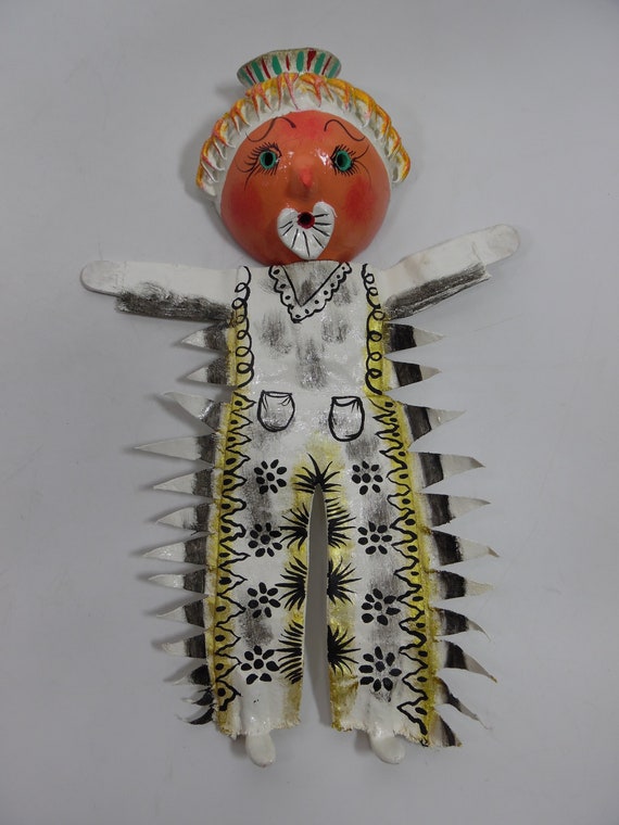 COLORFUL DOLL Coconut Shell Mask With Fabric Body Handmade Etsy