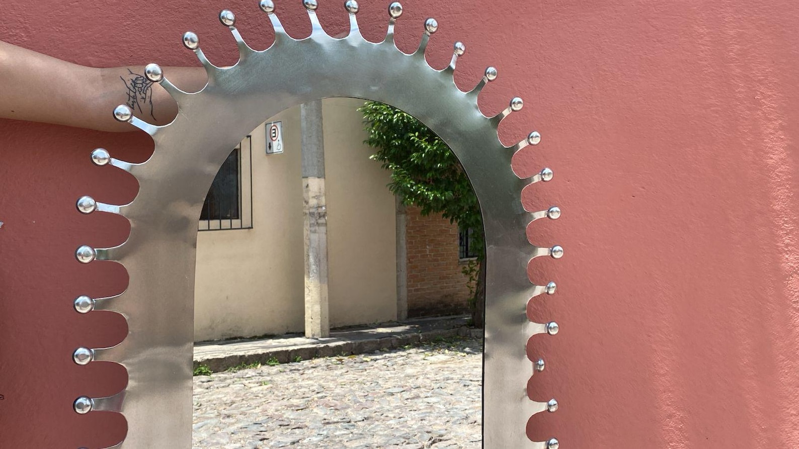 PUNCHED TIN MIRROR hacienda style mirror, folk art, handmade in Mexico - 26" x 35"