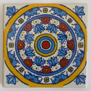 Box Of 100 Mexican Talavera Tiles Handmade  Designs Mexican Ceramic 4 X 4" inch