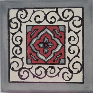 Azulejo de cerámica mexicana de 4 x 4 pulgadas hecho a mano