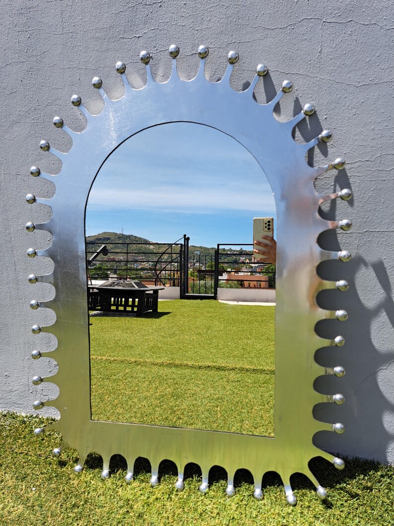 PUNCHED TIN MIRROR hacienda style mirror, folk art, handmade in Mexico