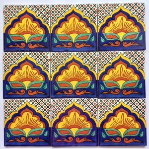 Box of 25 TALAVERA TILES  6&quot; X 6&quot; inch  - handmade mexican clay ceramic pottery