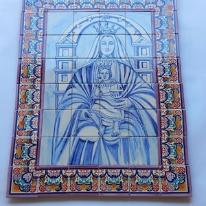25" X 34" Ceramic Tile Mural, mexican talavera mosaic, wall backsplash, hand-painted art