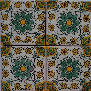 Caja de 50 Azulejos Mexicanos de Talavera Diseños Artesanales Cerámica Mexicana 4 X 4&quot; pulgada