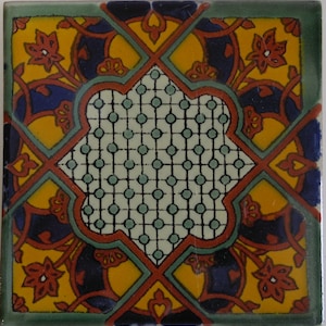 Box Of 100 Mexican Talavera Tiles Handmade  Designs Mexican Ceramic 4 X 4&quot; inch