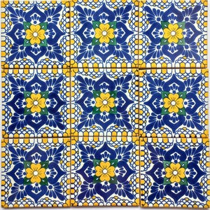 Box of 25 TALAVERA TILES  6&quot; X 6&quot; inch  - handmade mexican clay ceramic pottery