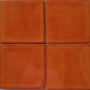 Box Of 50 Mexican Talavera Tiles Handmade  Designs Mexican Ceramic 4 X 4" inch- Orange Terracotta