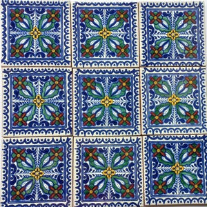 Box of 25 TALAVERA TILES  6&quot; X 6&quot; inch  - handmade mexican clay ceramic pottery