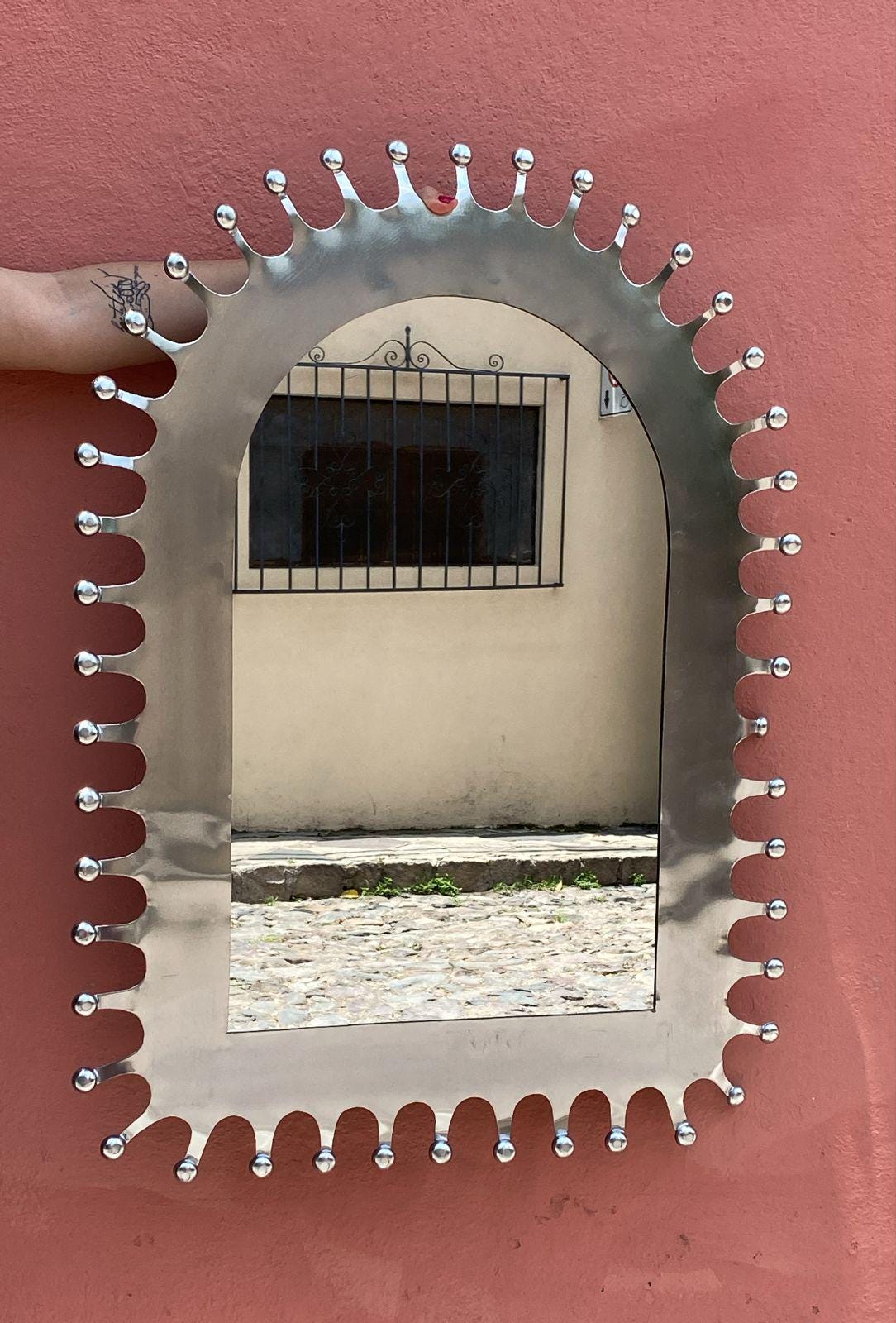 PUNCHED TIN MIRROR hacienda style mirror, folk art, handmade in Mexico