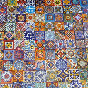 200 Hand Painted Mexican Talavera Tiles 2" X 2" Tiles Folk Art Handmade clay pottery mosaic