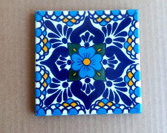 Caja de 50 AZULEJOS de 4.25 x 4.25 pulgadas - cerámica mexicana hecha a mano