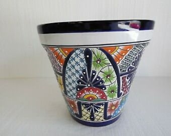 12" GARDEN PLANTER colorful mexican talavera ceramic handpainted yard art large