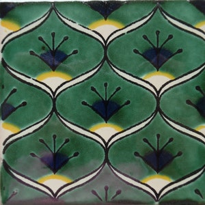 Azulejo de cerámica mexicana de 4 x 4 pulgadas hecho a mano