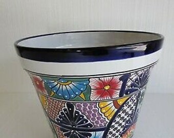 16" GARDEN PLANTER colorful mexican talavera ceramic handpainted yard art XL