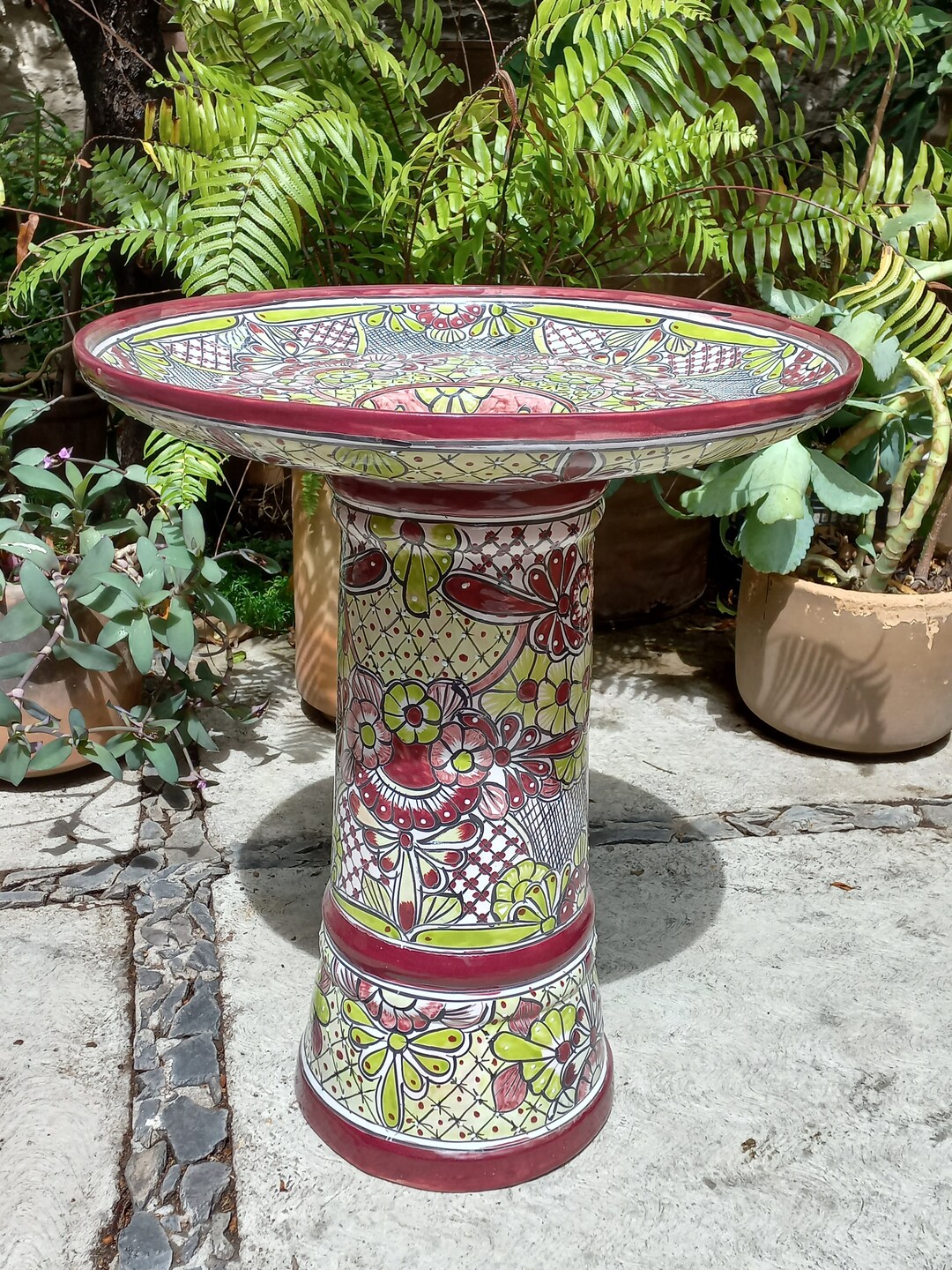 25 BIRDBATH Bird Bath Colorful Mexican Talavera Ceramic Handpainted ...