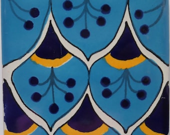 Box Of 100 Mexican Talavera Tiles Handmade  Designs Mexican Ceramic 4 X 4" inch
