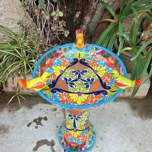 25" BIRDBATH bird bath colorful mexican talavera ceramic handpainted folk art